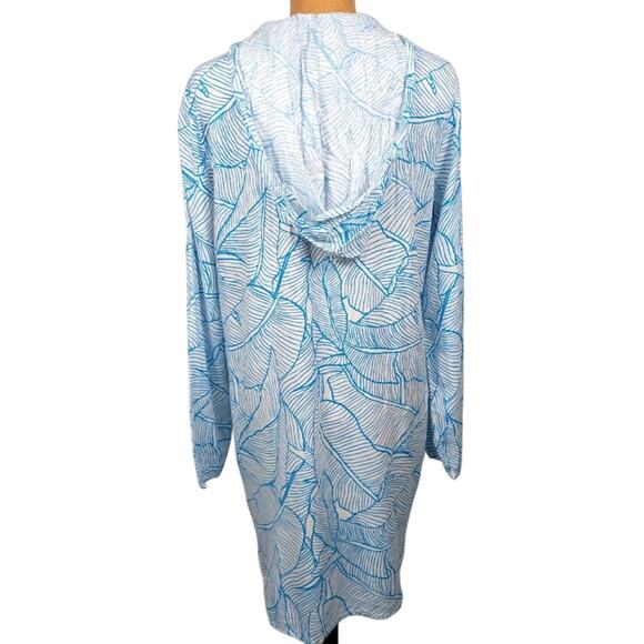 Charlie Holiday Beach Swim Cover Up Hooded Resort Vacation White Blue US Size 4 - Picture 4 of 8